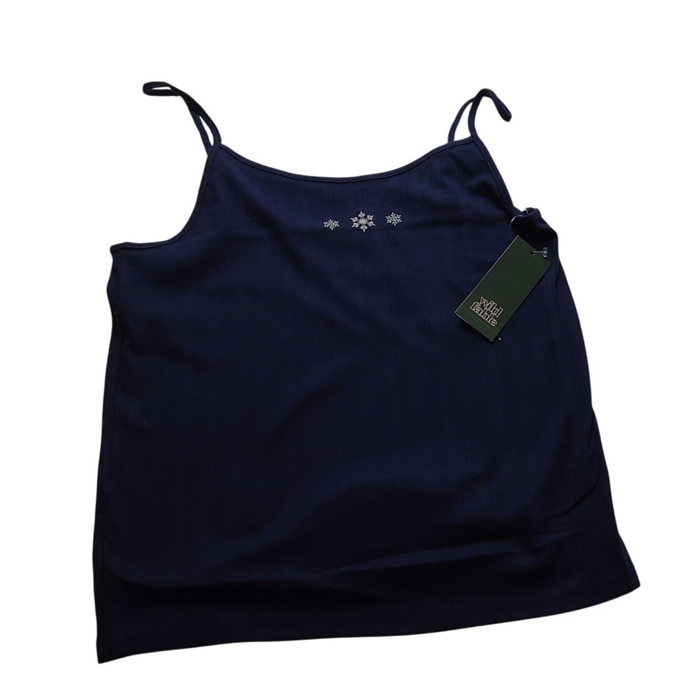 Wild Fable Navy Blue Ribbed Snowflake Cami Tank Top Women's XL Sleeveless NWT‎
